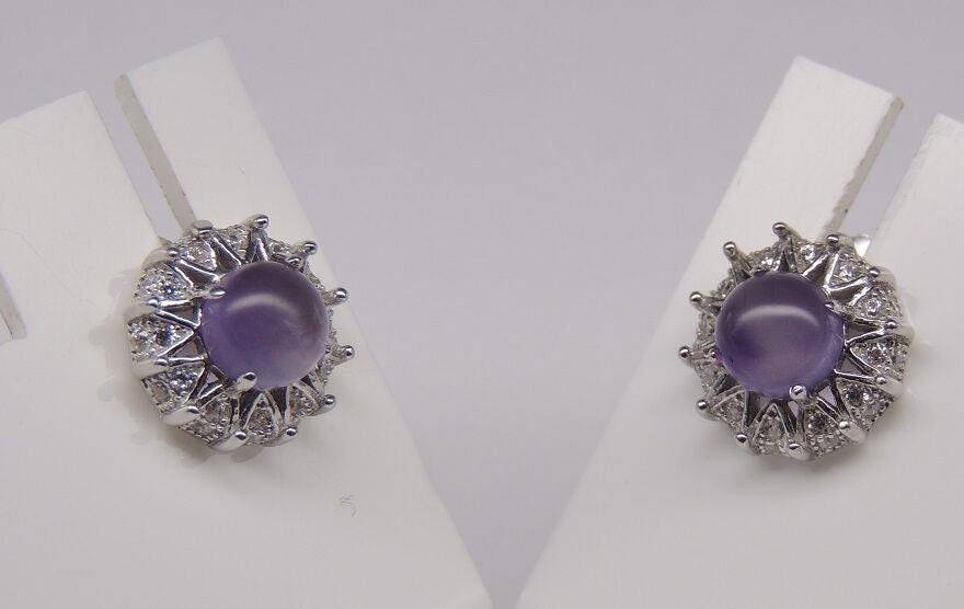 1,36 Carat Amethyst Ohrstecker 925 Silber Zirkonia Top EDEL