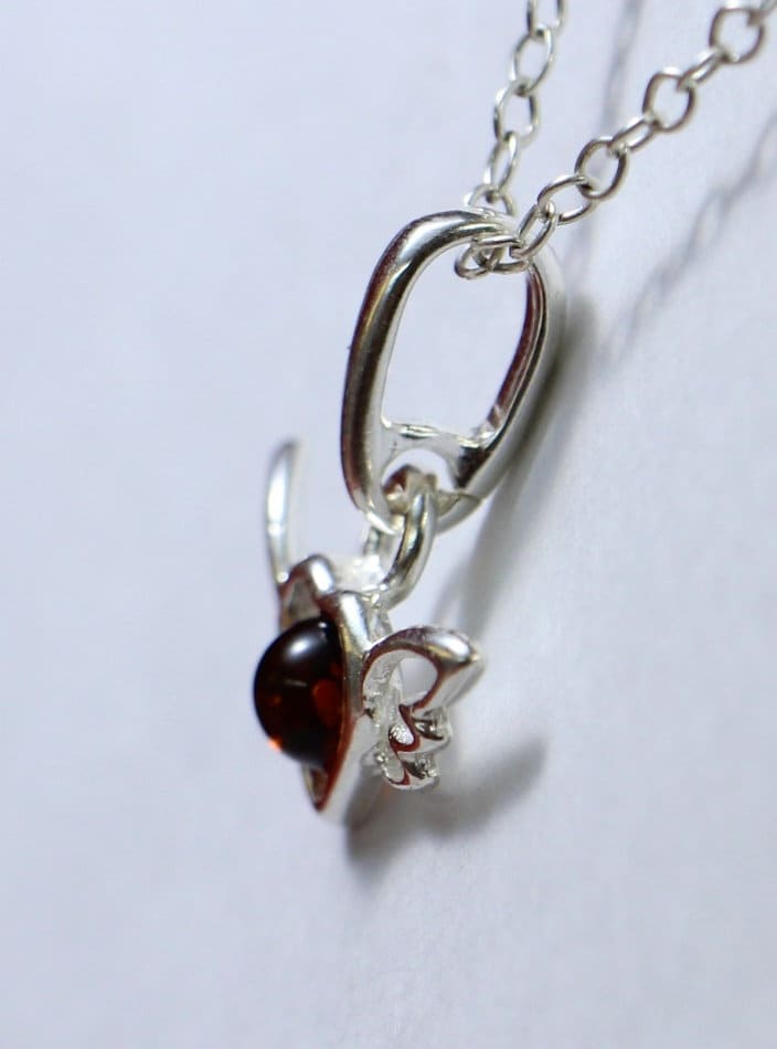 Bernstein Herzt mit Flageln 925 Silber Collier Kette Bernstein aus Letland