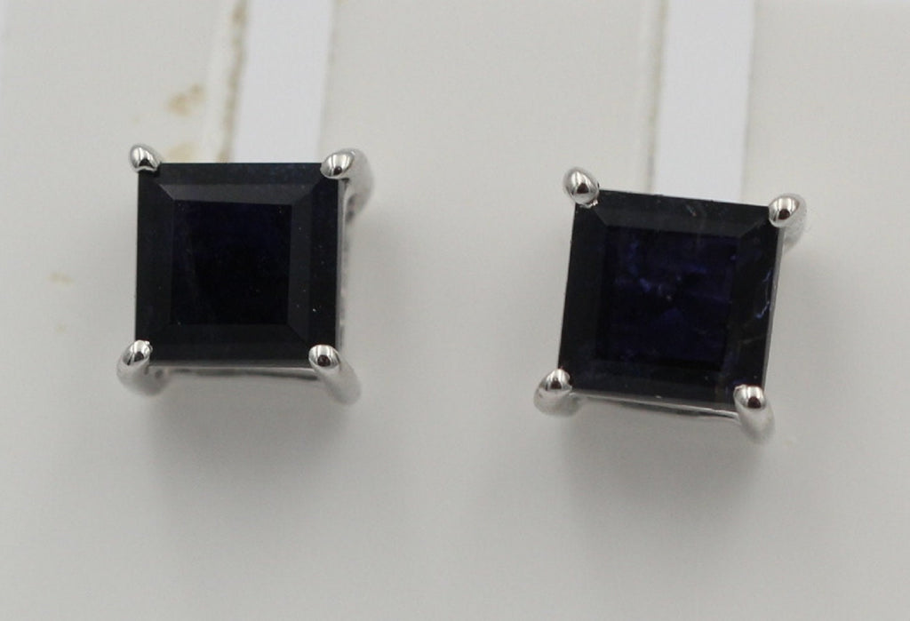 2,0 Carat Iolith  Ohrstecker 925 Silber Wassersaphir  Edelsteinschmuck Top