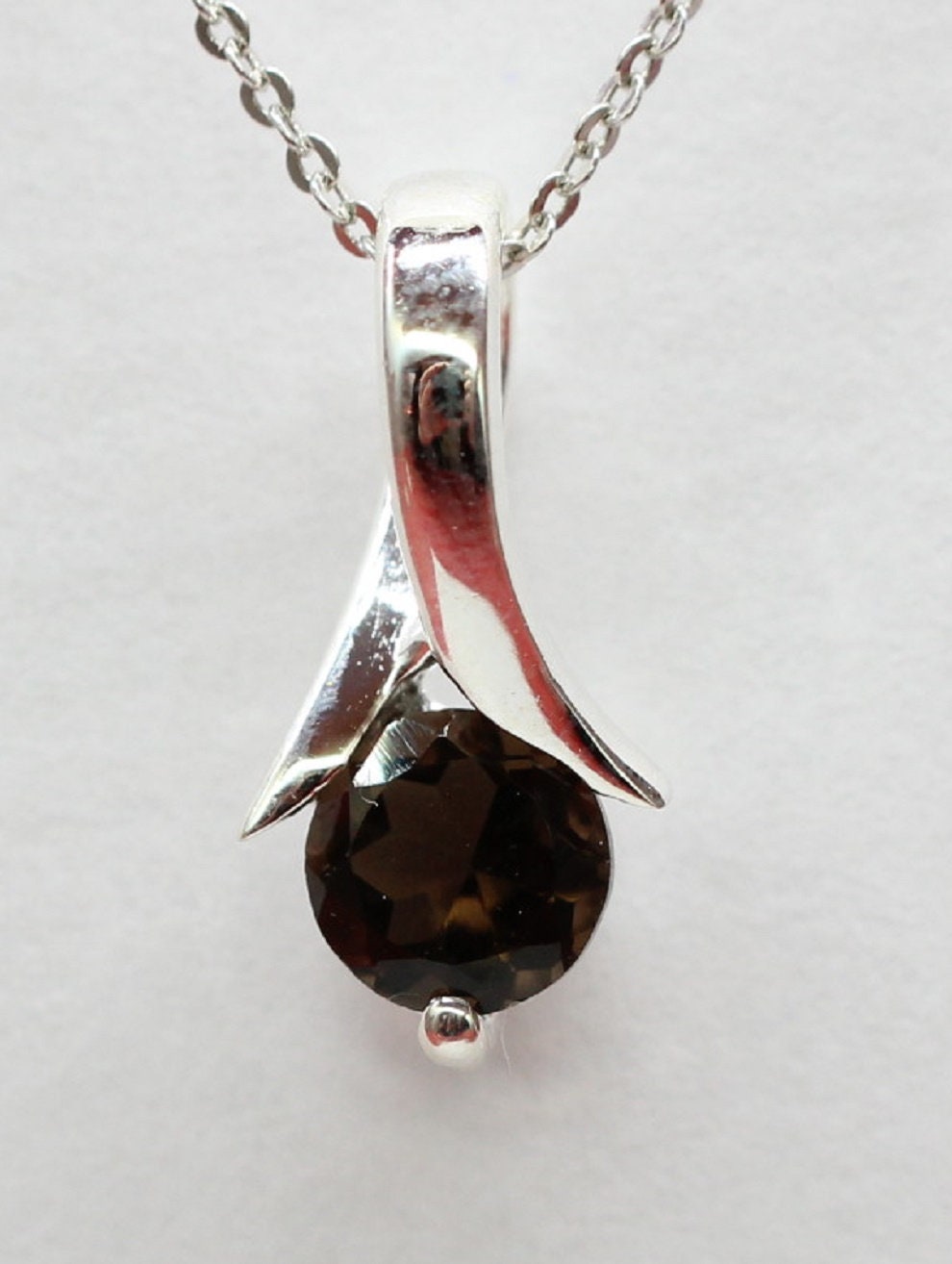 Edler 0,82 Carat Rauchquarz Anhanger 925 Silber Collier Kette Raucchtopas