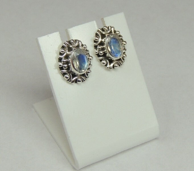 Edle 1,0 Carat Mondlichttopas Ohrstecker 925 Silber irrisierender Edelstein Top