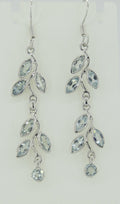 Edle florale 3,6 Carat Blautopas Ohrhanger 928 Silber romantische Ohrhanger