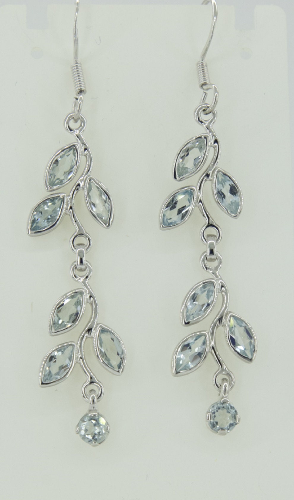 Edle florale 3,6 Carat Blautopas Ohrhanger 928 Silber romantische Ohrhanger