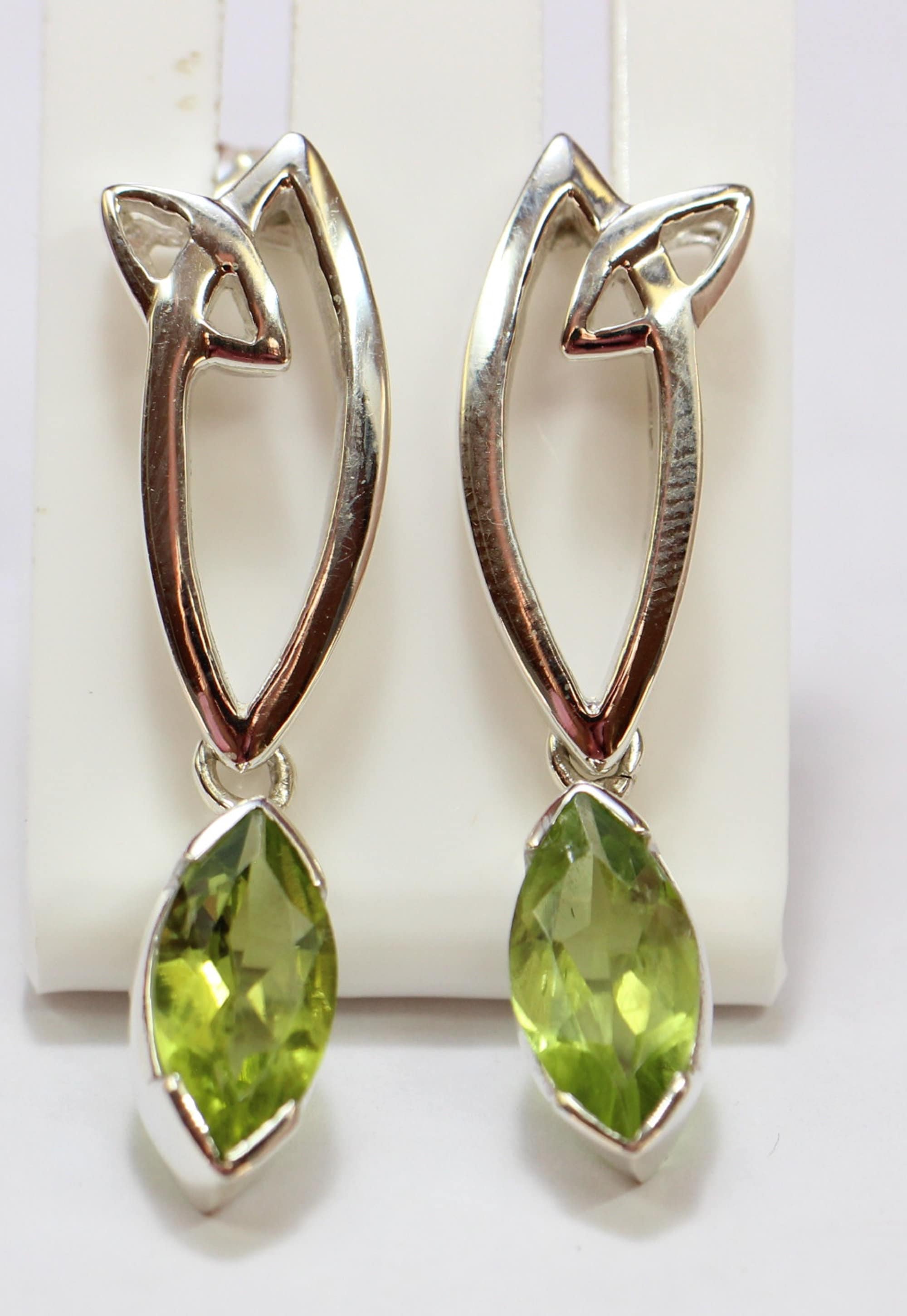 Edle 2,9 Carat Peridot Ohrstecker 925 Silber Ohrstecker Olivin Schmuck Top