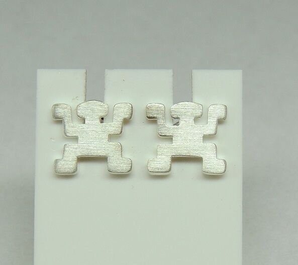 Ohrstecker Figur Mann 925 Silber Ohrring  mattiert Unisex SONDERPOSTEN