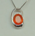 Edler moderner 1,8 Carat oranger Karneol Anhanger 925 Silber Collier Kette Desig