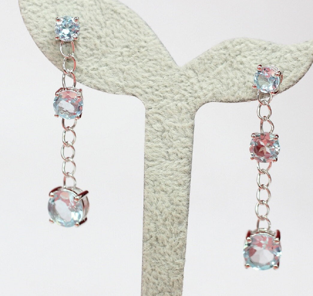 Edler 8,0 Carat Blautopas Ohrstecker 925 Silber Sky blue Toaps Ohrringe in blau Top