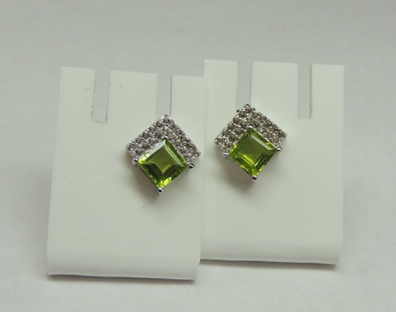 Edler 3,15 Carat Peridot weisstopas Ohrstecker 925 Silber maigraner Edelstein