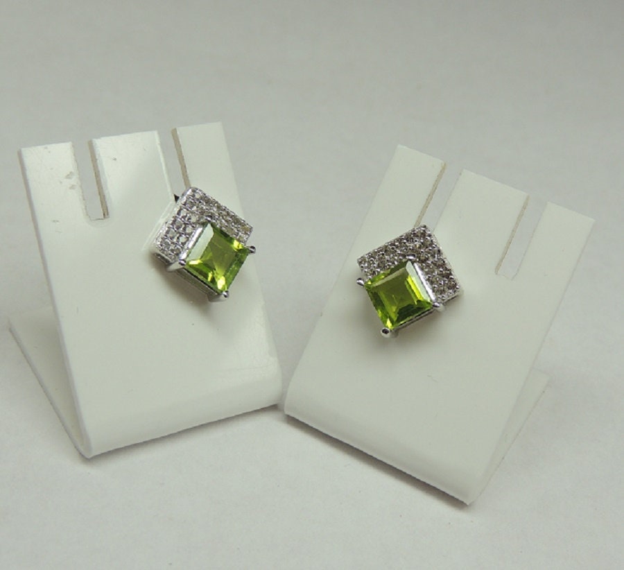 Edler 3,15 Carat Peridot weisstopas Ohrstecker 925 Silber maigraner Edelstein