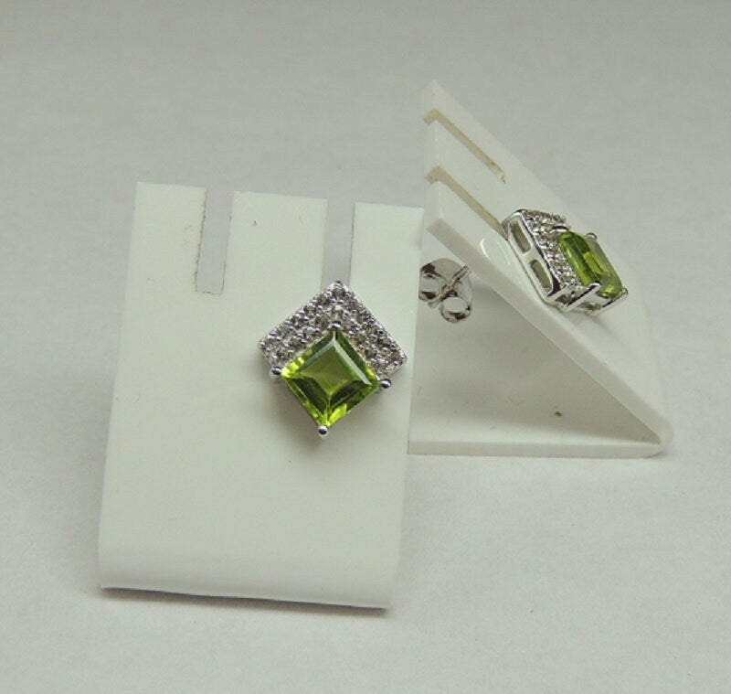 Edler 3,15 Carat Peridot weisstopas Ohrstecker 925 Silber maigraner Edelstein
