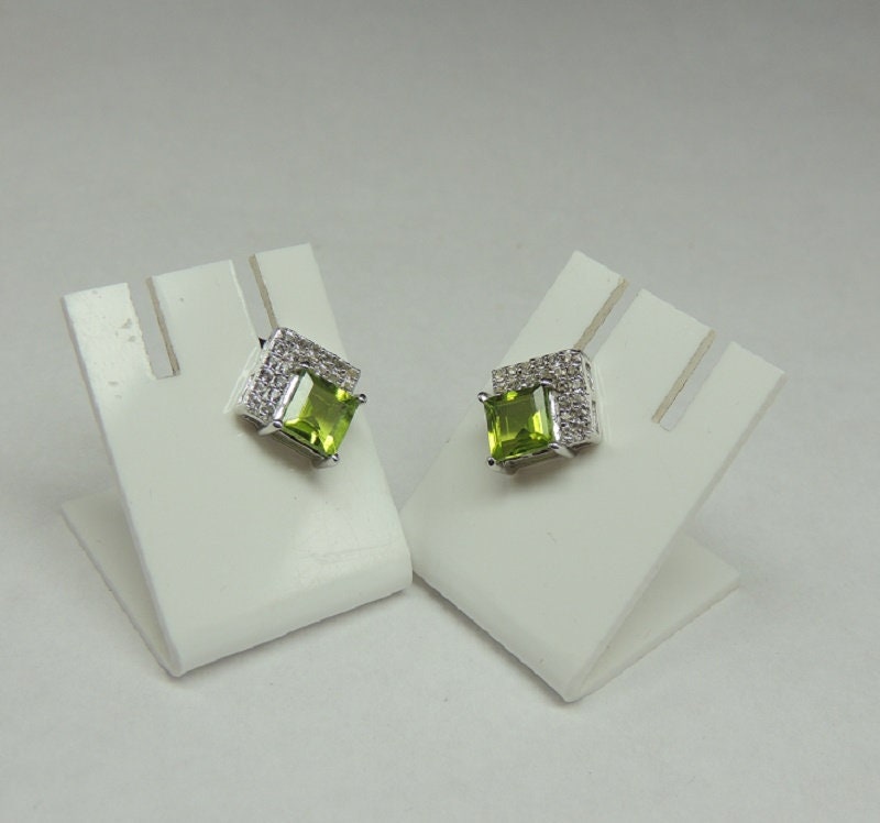 Edler 3,15 Carat Peridot weisstopas Ohrstecker 925 Silber maigraner Edelstein