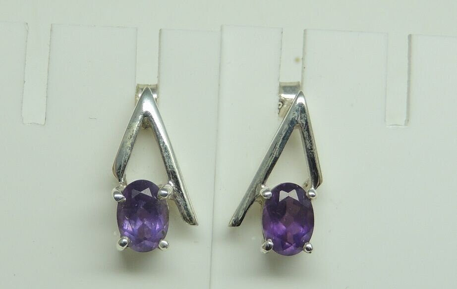 1,78 Carat funkelnde Amethyst Designer Ohrstecker, Ohrring, 925 Silber