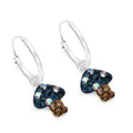Creolen mit Pilz Multi Kristall 925 Silber Ohrring Ohrschmuck blau braun