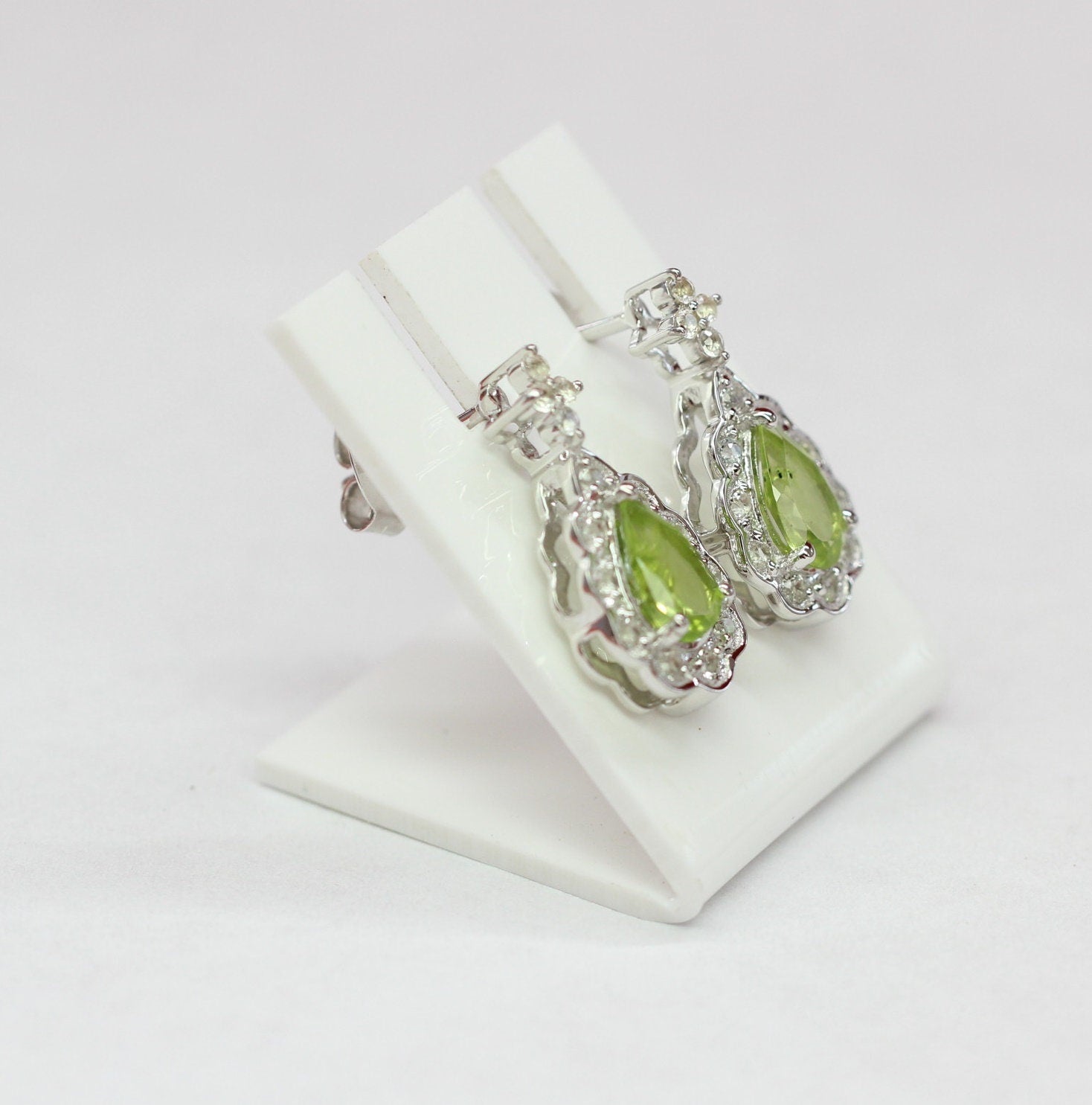 Edler 1,08 Carat Peridot weisstopas Ohrstecker 925 Silber maigraner Olivin Topas