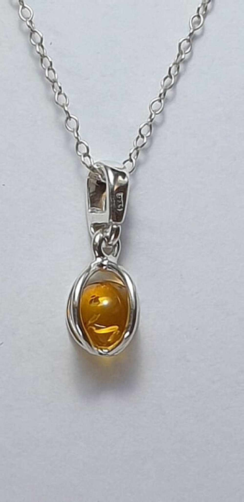 Edler Bernsteinanhanger 925 Collier Kette Bernstein aus Litauen Top Edel