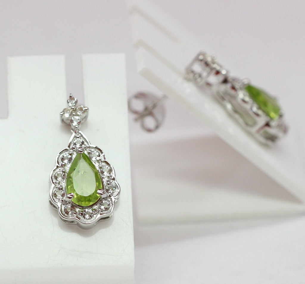 Edler 1,08 Carat Peridot weisstopas Ohrstecker 925 Silber maigraner Olivin Topas