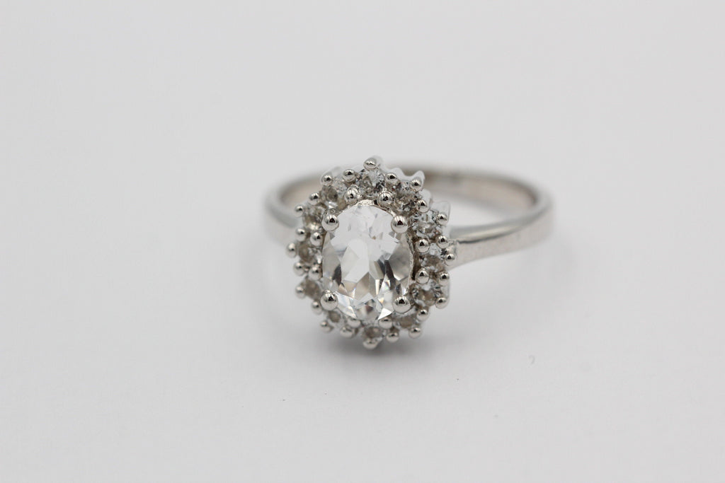 Edler 1,65 Carat Weißtopas Ring 925 Silber Topasring Fingerring 8 / 18 / 57