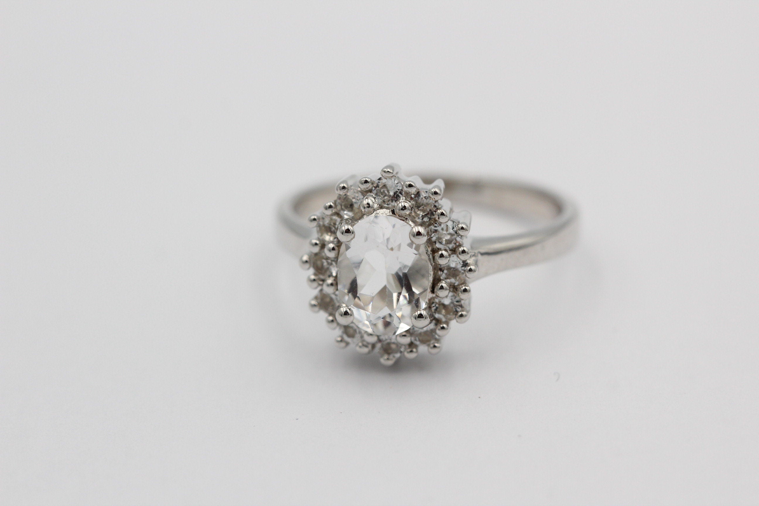 Edler 1,65 Carat Weißtopas Ring 925 Silber Topasring Fingerring 8 / 18 / 57