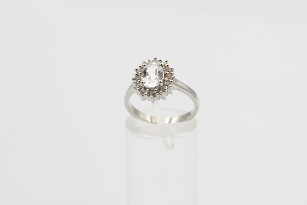 Edler 1,65 Carat Weißtopas Ring 925 Silber Topasring Fingerring 8 / 18 / 57