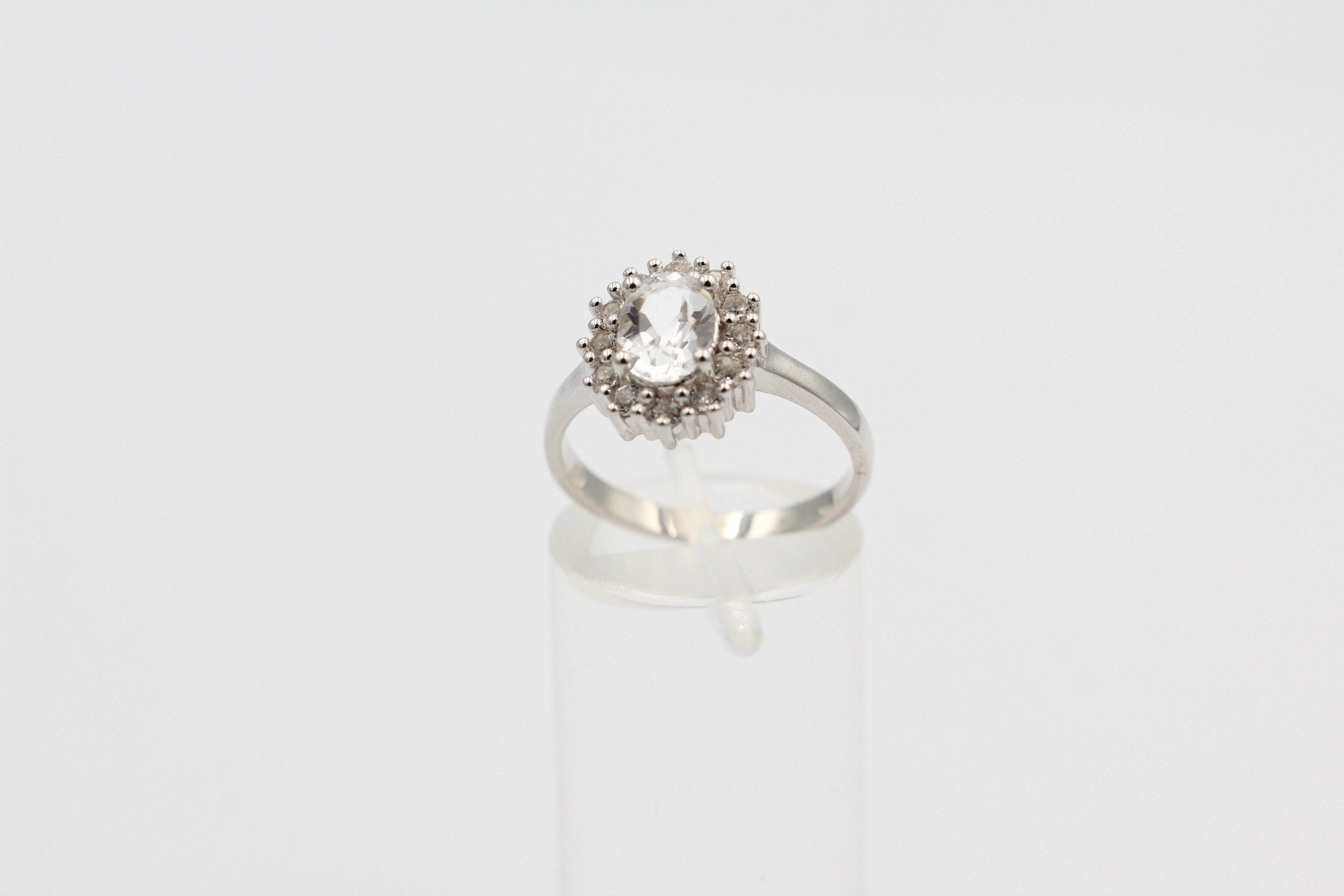 Edler 1,65 Carat Weißtopas Ring 925 Silber Topasring Fingerring 8 / 18 / 57