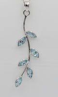 Edler 3,10 Carat Blautopas Blatt Anhänger 925 Silber Topas Anhänger