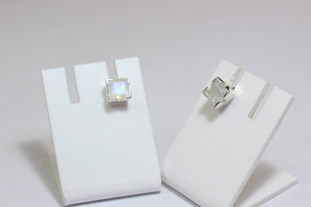 Edler 1,6 Carat Mondlichttopas Ohrstecker 925 Silber Ohrring Ohrschmuck Mondstein