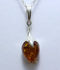 Anhanger mit schanen braunen Bernstein 925 Silber Collier Kette aus Litauen