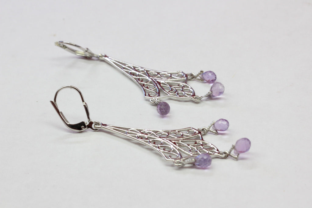 Edler 3,75 Carat Amethyst Brisur Ohrhanger 925 Silber violetter Edelstein Ohrschmuck