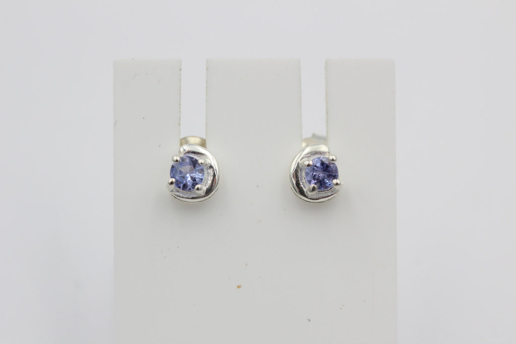 Edle 0,2 Carat fliederfarbene Tansanit Ohrstecker Afrika .5 mm 925 Sterling