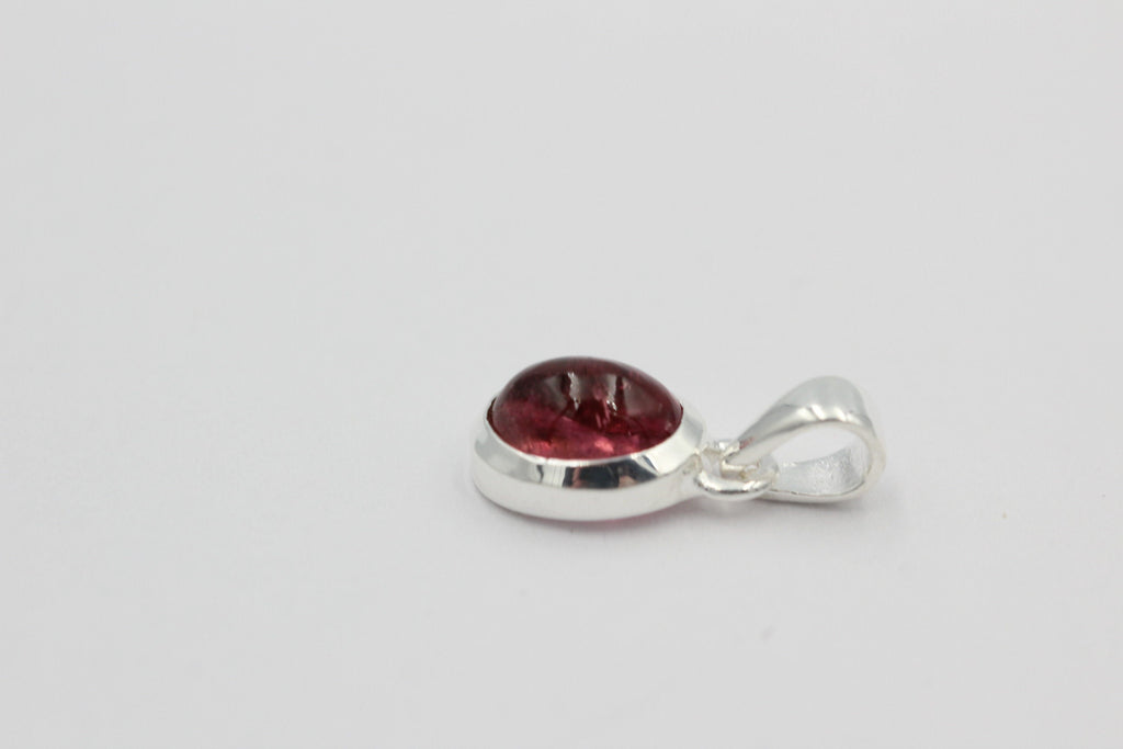 Edler 2,2  Carat rosa Turmalin Cabochon Schliff 925 Silber Collier Kette Unikat