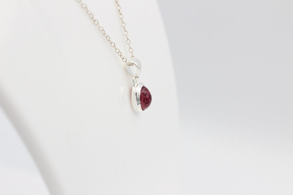 Edler 2,2  Carat rosa Turmalin Cabochon Schliff 925 Silber Collier Kette Unikat