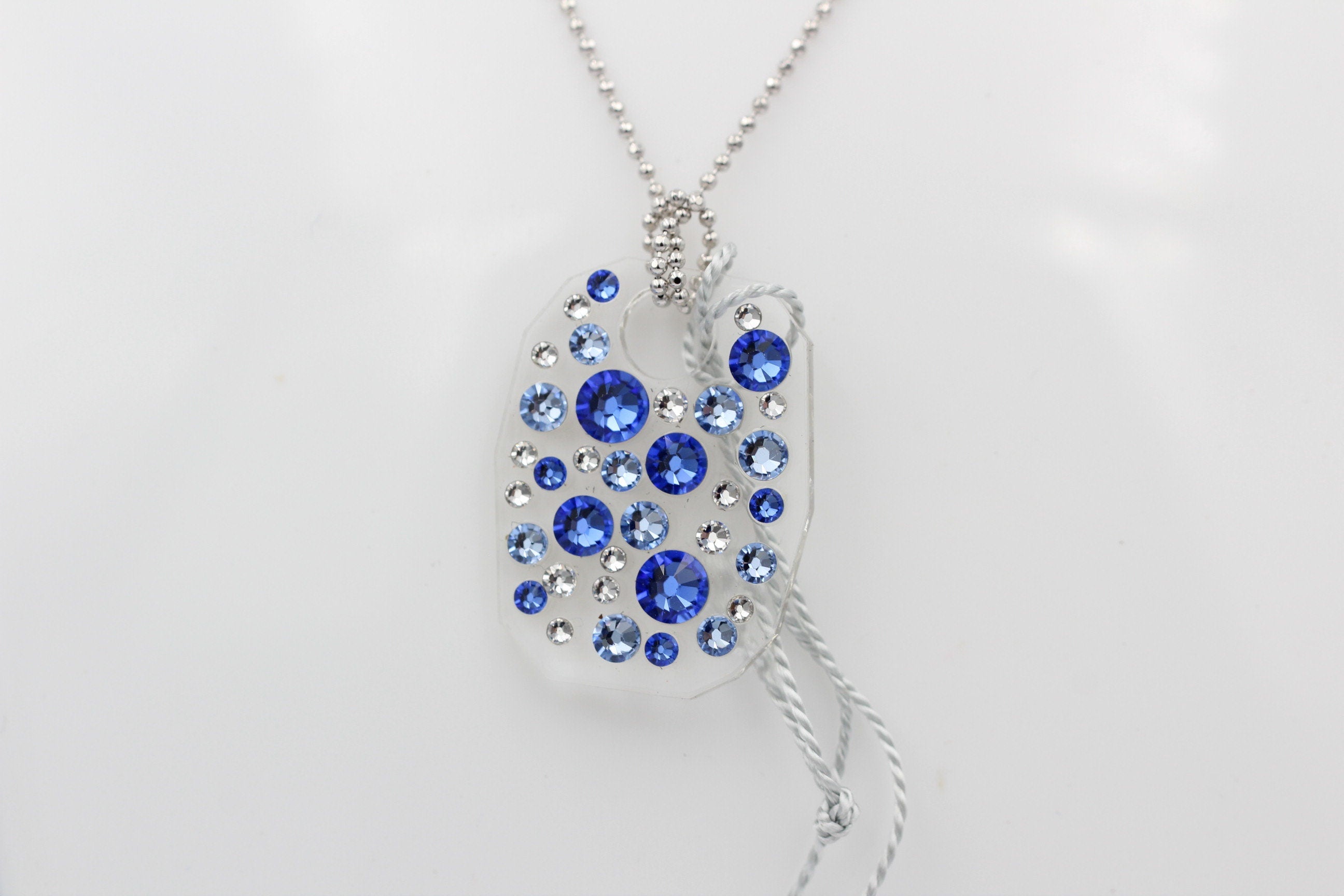 Collier Bubble mit Swarovski-Elements Saphire mit 925 Silber Kette