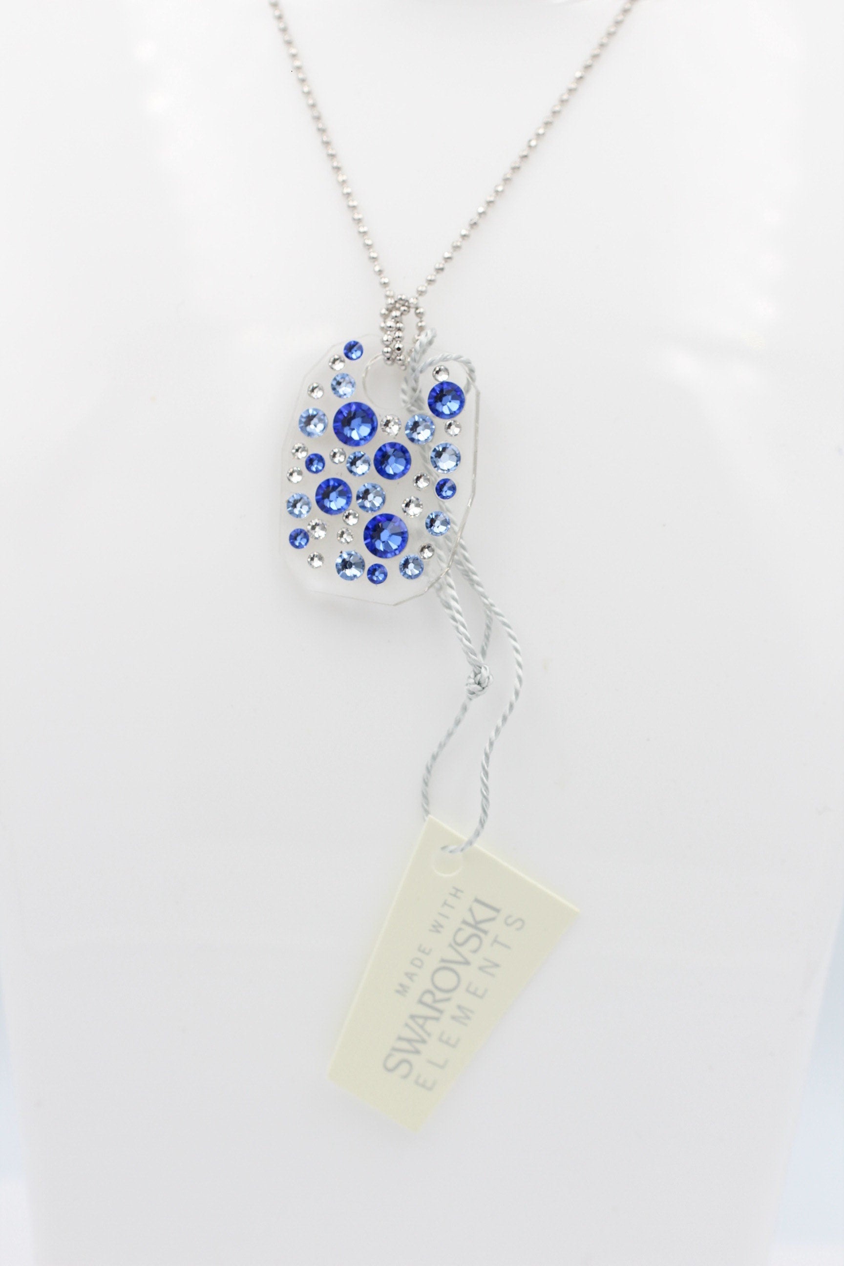 Collier Bubble mit Swarovski-Elements Saphire mit 925 Silber Kette