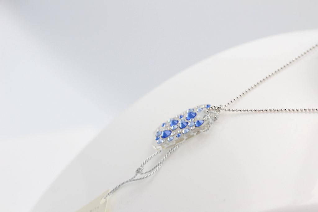 Collier Bubble mit Swarovski-Elements Saphire mit 925 Silber Kette