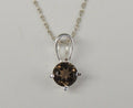 Edler 0,50 Carat Rauchquarz Anhanger 925 Silber Kette Collier Rauchtopas Topas