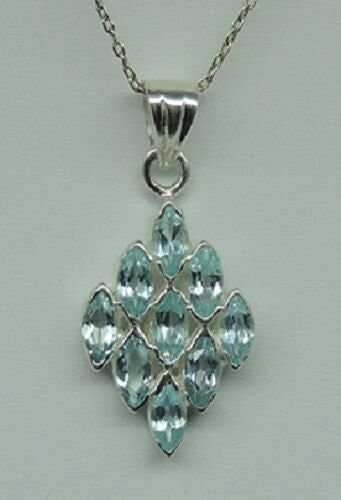 Edler 2,70 Carat Blautopas Anhanger, 925 Silber,, Rhodiniert Topasanhänger himmelblau
