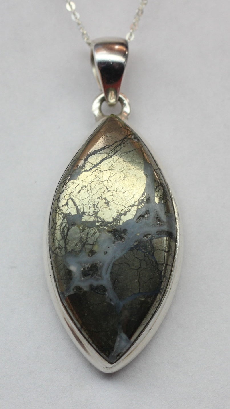 Achat mit Pyrite Anhänger 925 Silber  wundervolles Mineral   Unitkat