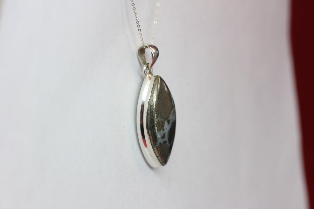 Achat mit Pyrite Anhänger 925 Silber  wundervolles Mineral   Unitkat