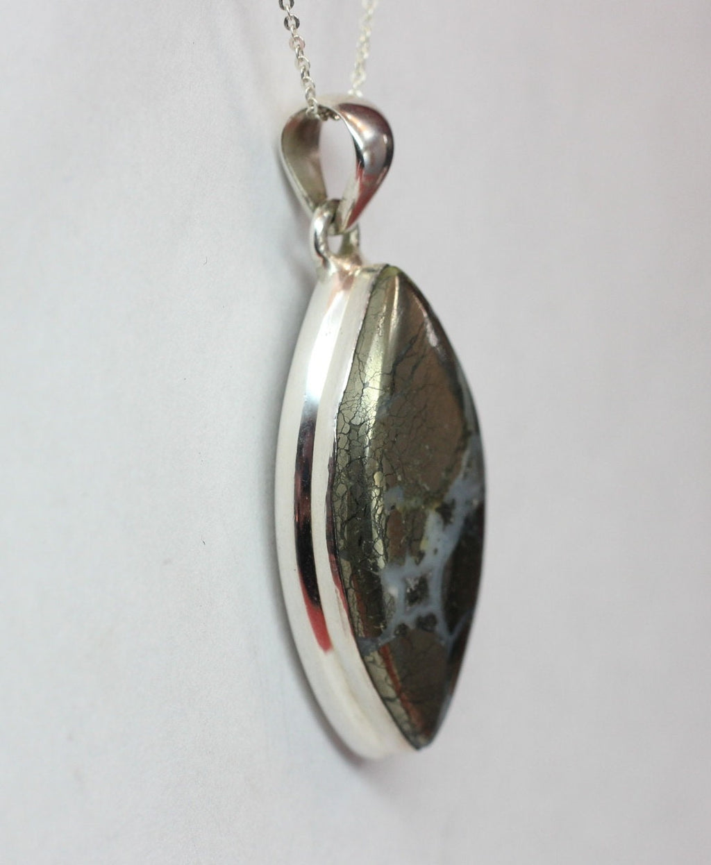 Achat mit Pyrite Anhänger 925 Silber  wundervolles Mineral   Unitkat