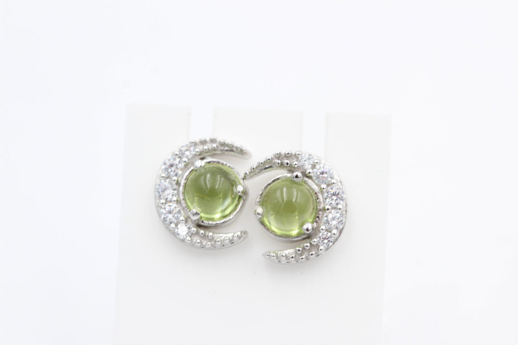 Edle 1,10 Carat Peridot Mondohrstecker 925 Silber maigrüner Edelstein Olivin