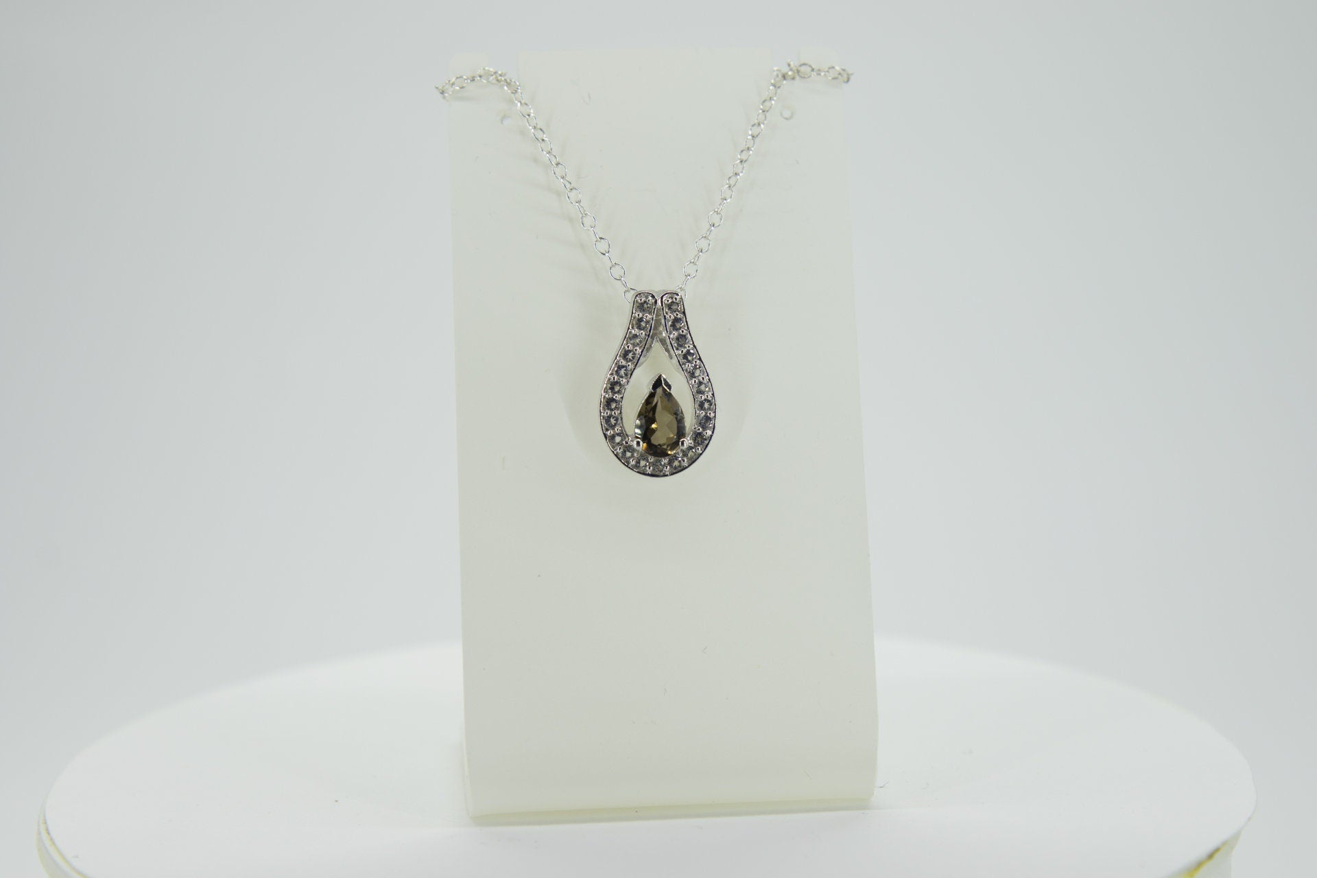 Edle 0,65 Carat Rauchquarz Anhänger 925 Silber weisstopas 925 Silber Topas