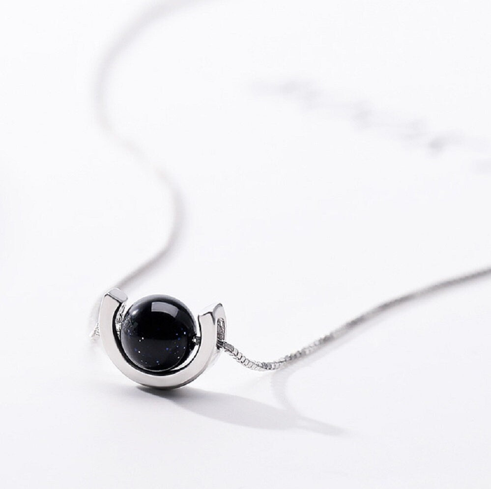 Collier mit Stein versilbert 45 cm mit Verlangerung bis zu 52 cm Sonderposten