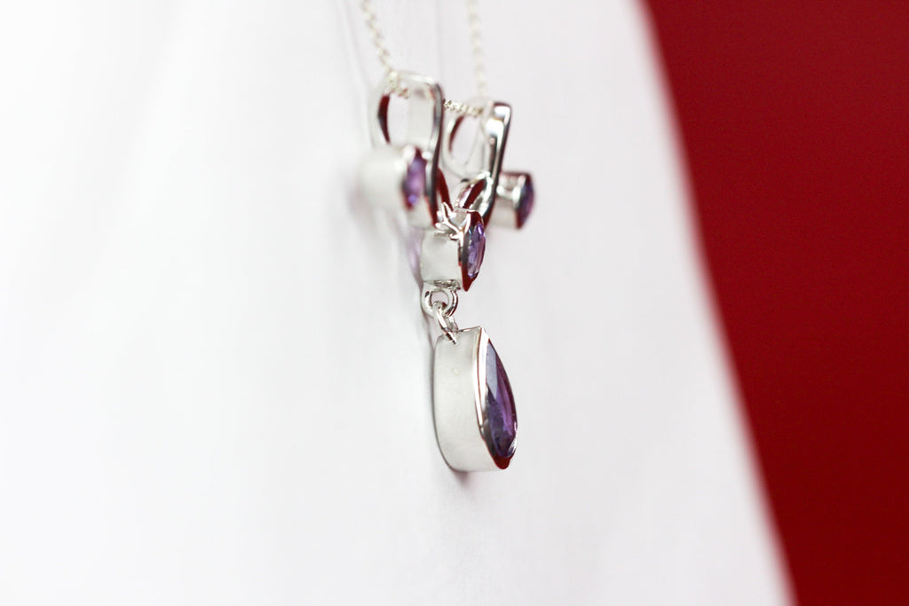 Edler 2,8 Carat Amethyst Anhanger 925 Silber  Design Pur Collieanhanger