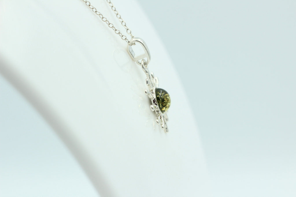 Bernstein Anhänger Sternschmuck in Sterling Silber grüner Bernstein Anhänger
