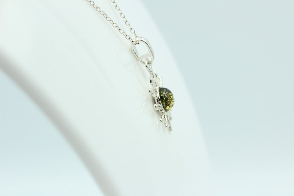 Bernstein Anhänger Sternschmuck in Sterling Silber grüner Bernstein Anhänger