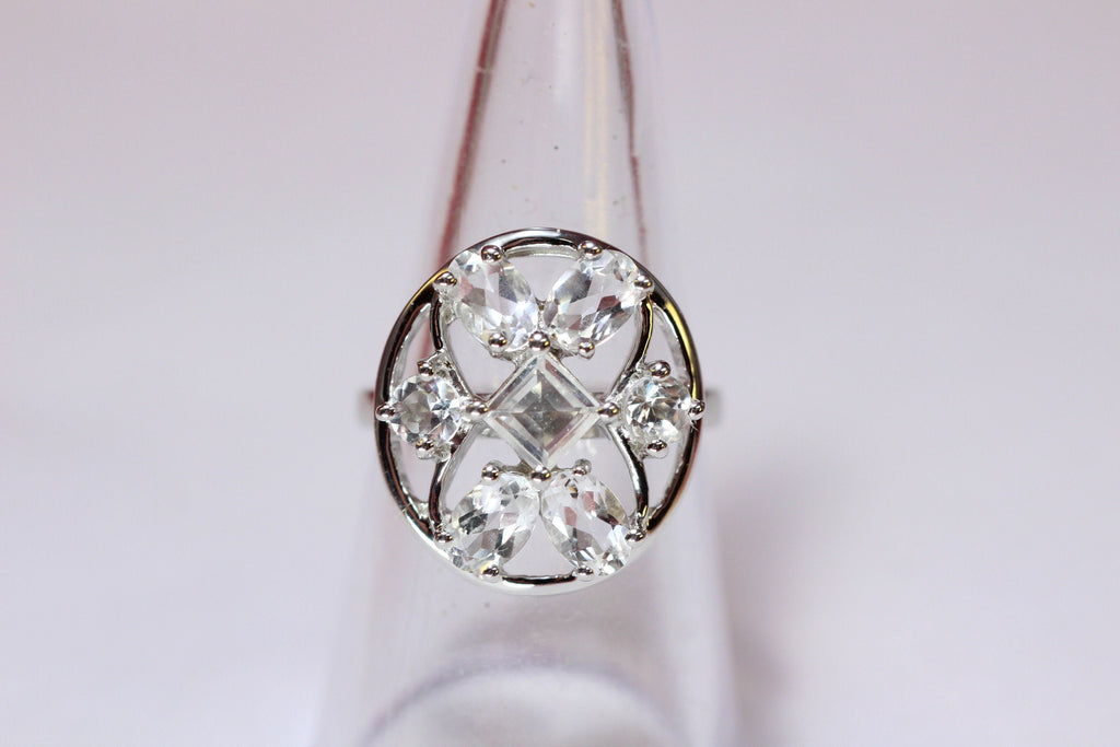 Design pur 3,9 Carat weisstopas  Ring 925 Silber Grasse 58 / 8/ 18,5 weisser Topas