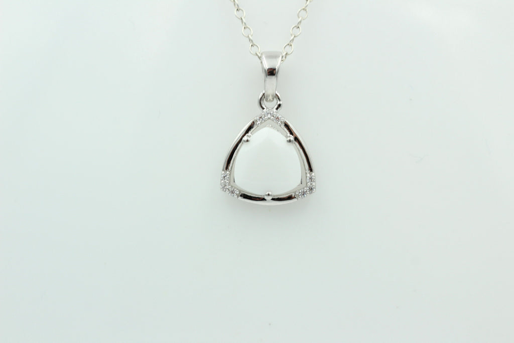 2,25 Carat weißer Onyx mit Zirkonia 925 Silber Kette Onyxanhänger Collier