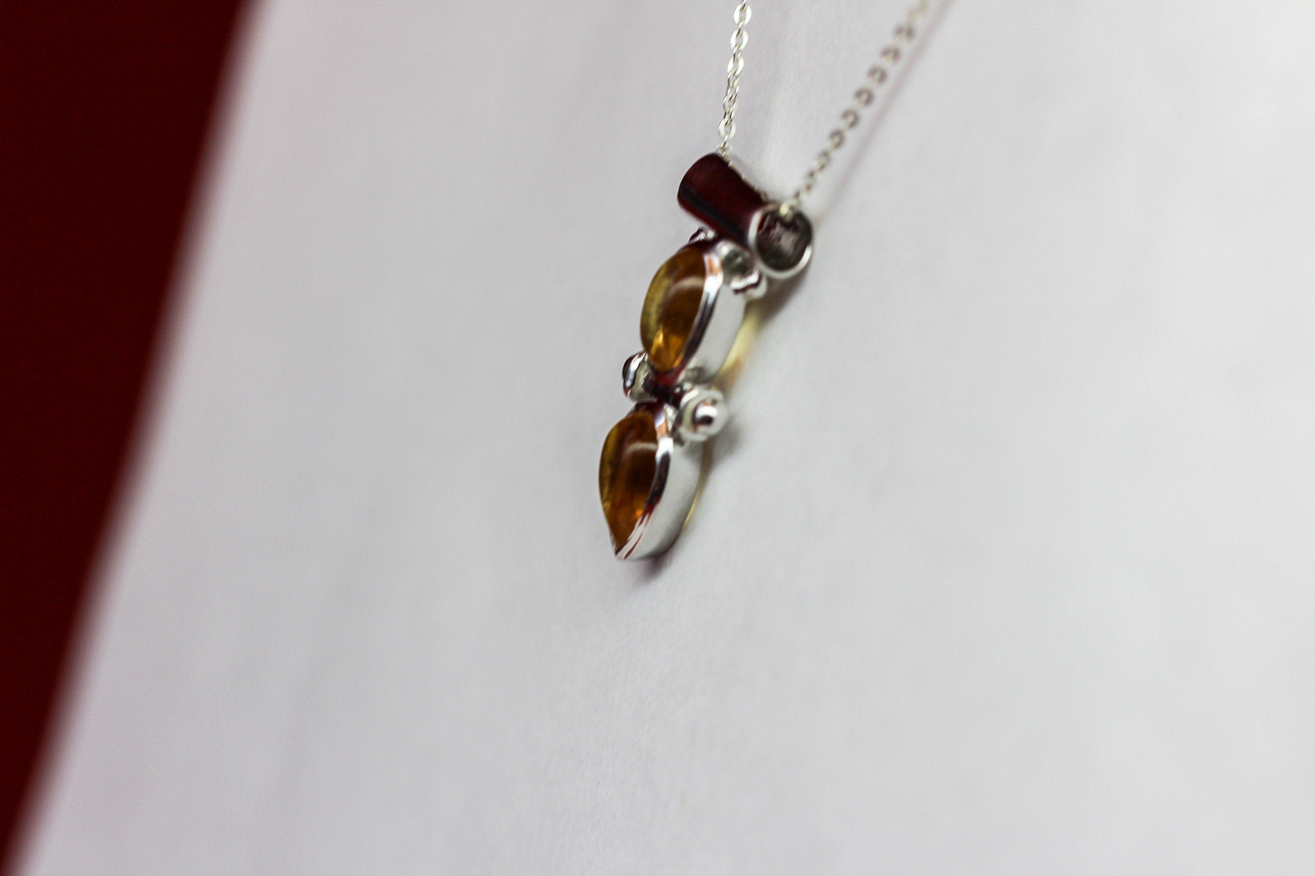 Design pur 2,85 Carat Citrin Cabochon Anhanger 925 Silber Collier Kette