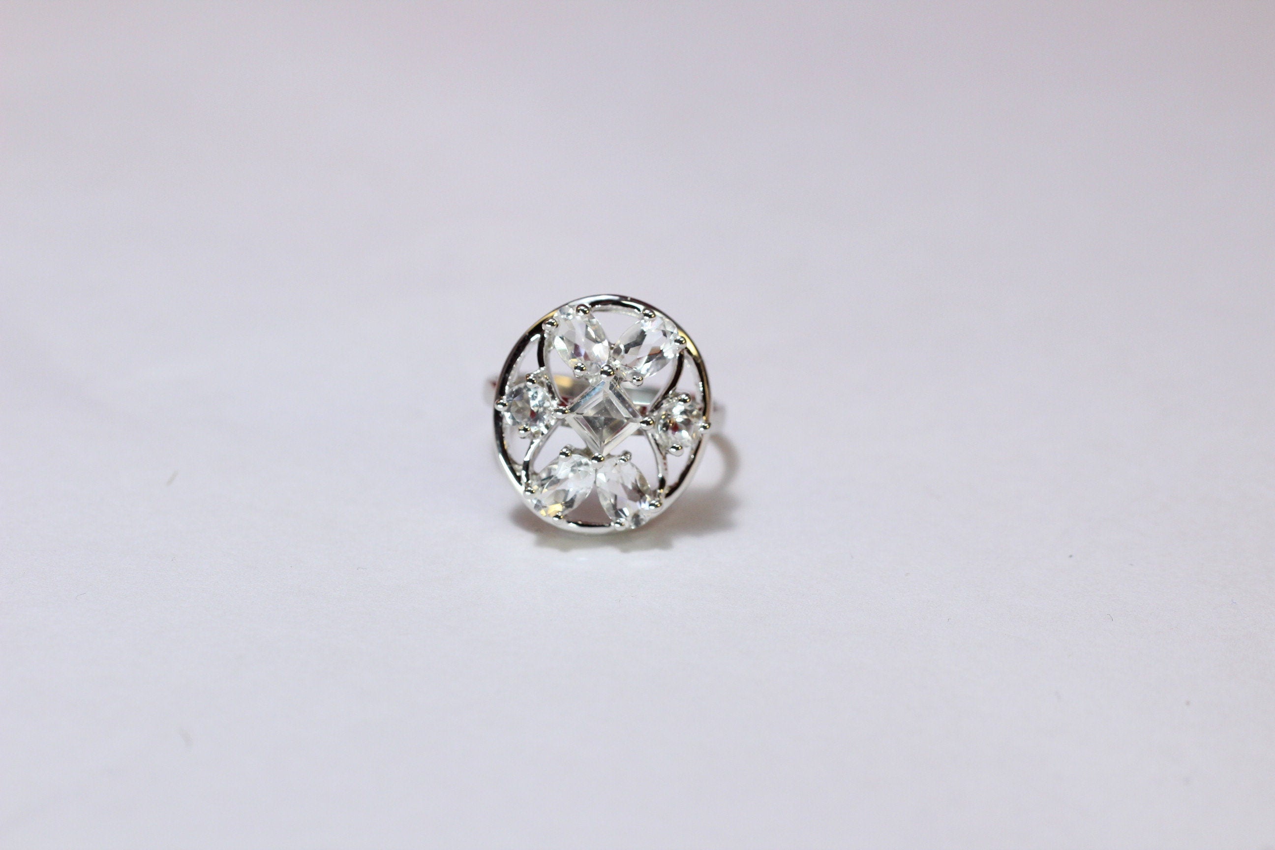 Design pur 3,9 Carat weisstopas  Ring 925 Silber Grasse 58 / 8/ 18,5 weisser Topas
