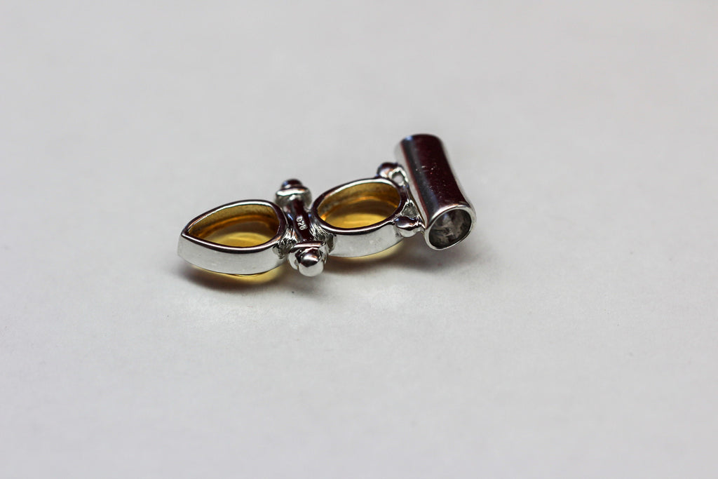 Design pur 2,85 Carat Citrin Cabochon Anhanger 925 Silber Collier Kette